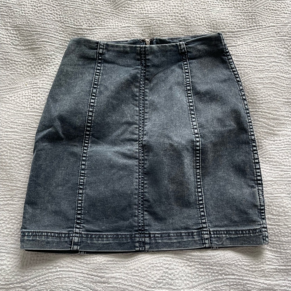 Free People Black Denim Mini Skirt